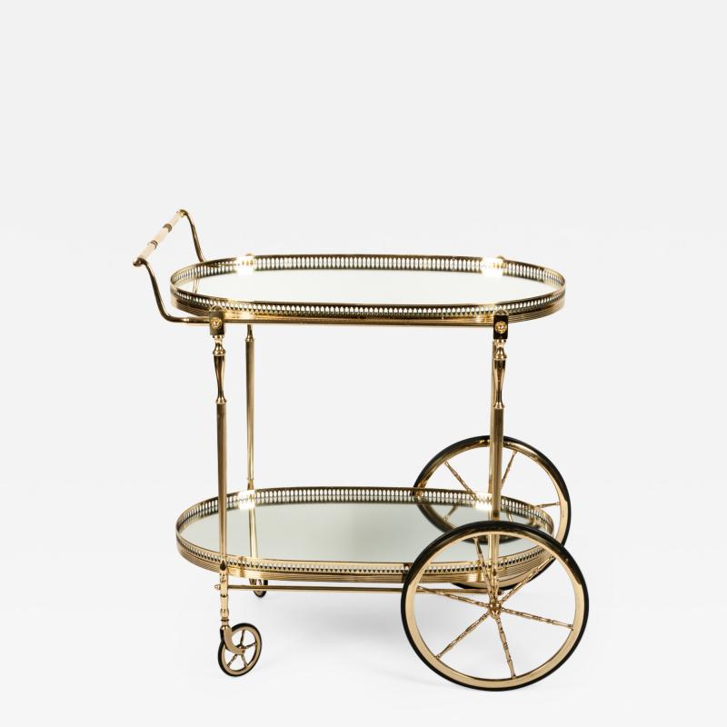 Vintage French Solid Brass Bar Cart