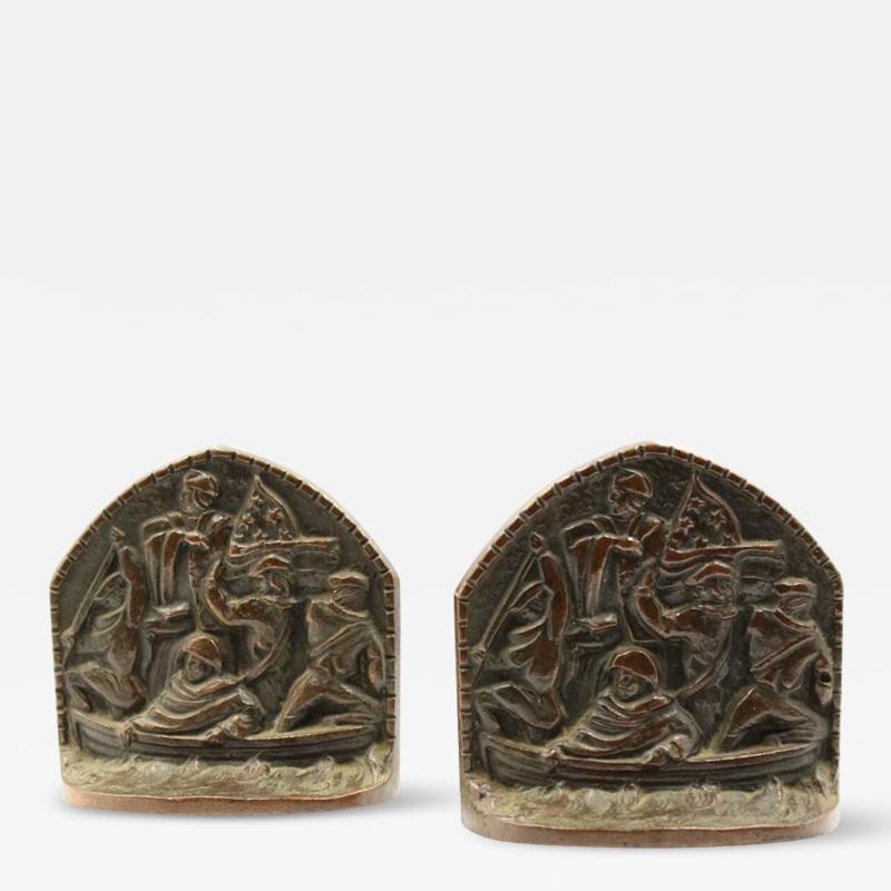 Vintage George Washington Crossing the Delaware River Bookends