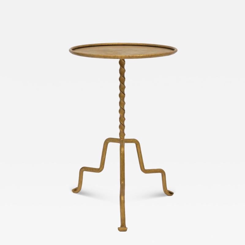Vintage Gilt Iron Tripod Table With Stylized Base
