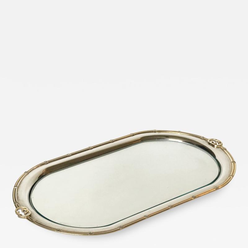 Vintage Gucci Silver Plated Oval Tray Italy 1970s