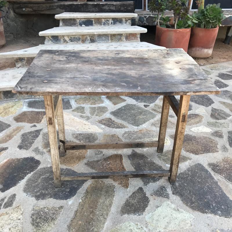 Vintage Hacienda Antique Work Table in Rustic Edge Mexican Mesquite