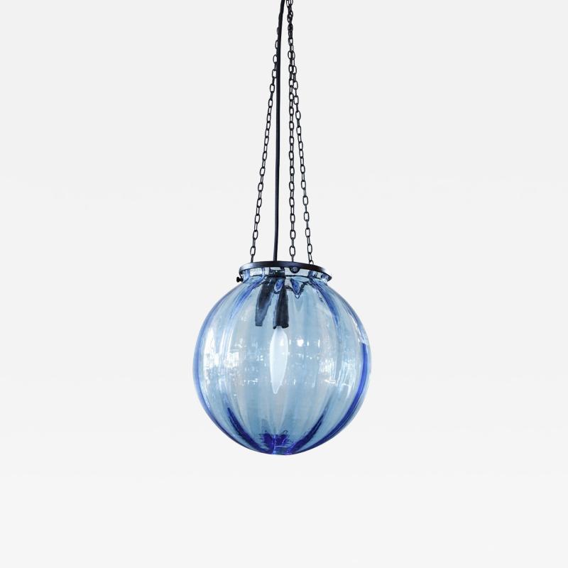 Vintage Hand Blown Murano Glass Blue Sphere Light