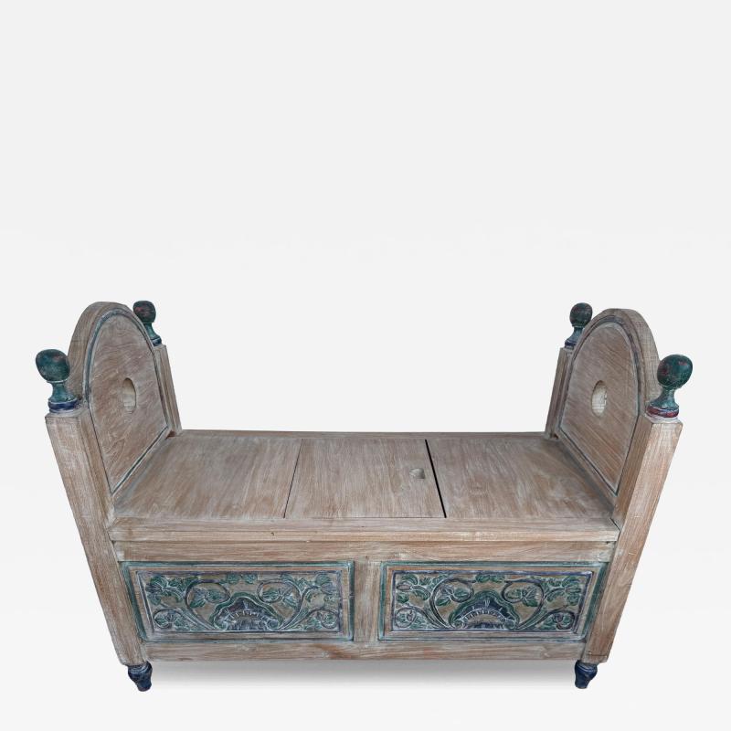 Vintage Hand Painted Dowery Chest Bench