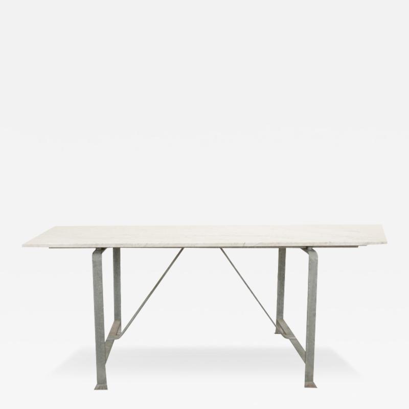 Vintage Iron White Marble Dining Table