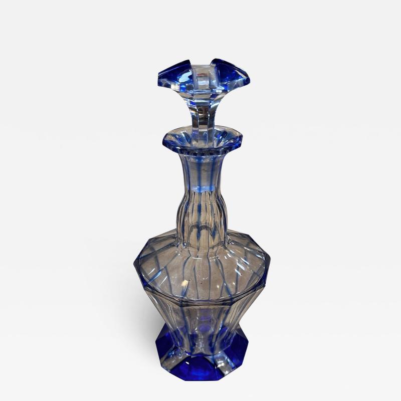 Vintage Italian Blue Crystal Decanter 1960s