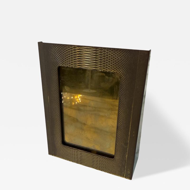 Vintage Italian Brass Photo Frame with Guilloch Pattern Mid Century Modern