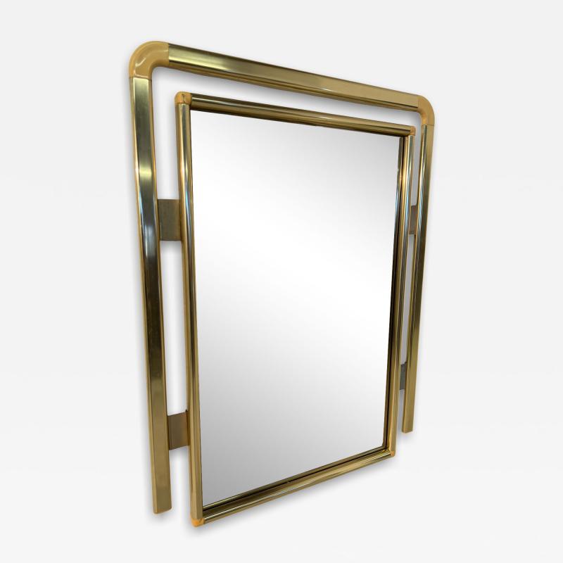 Vintage Italian Brass and Lucite Wall Mirror 1970s