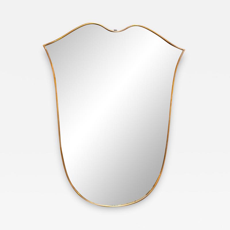 Vintage Italian Curvilinear Brass Wall Mirror 1980s