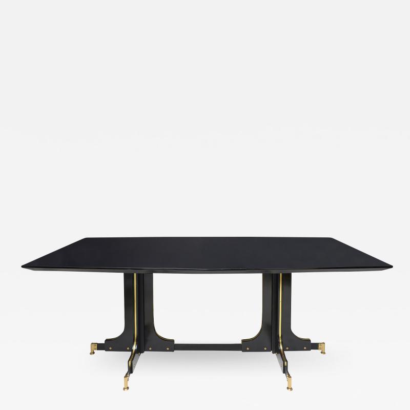 Vintage Italian Ebonized Table with Bronze Details