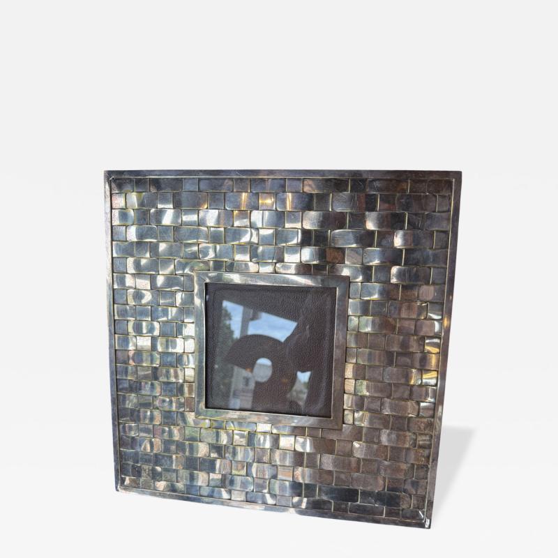 Vintage Italian Hand Woven Silver Plate Picture Frame 1970s