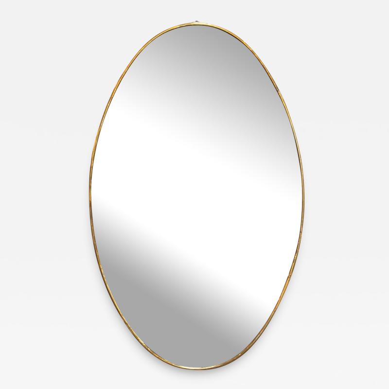 Vintage Italian Oval Brass Wall Mirror 1970s