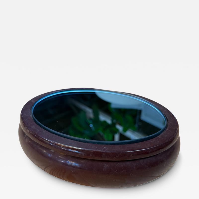Vintage Italian Oval Vanity Box with Smoked Mirror