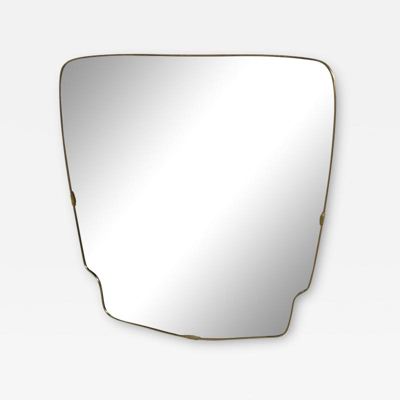 Vintage Italian Oversize Brass Wall Mirror 1970s