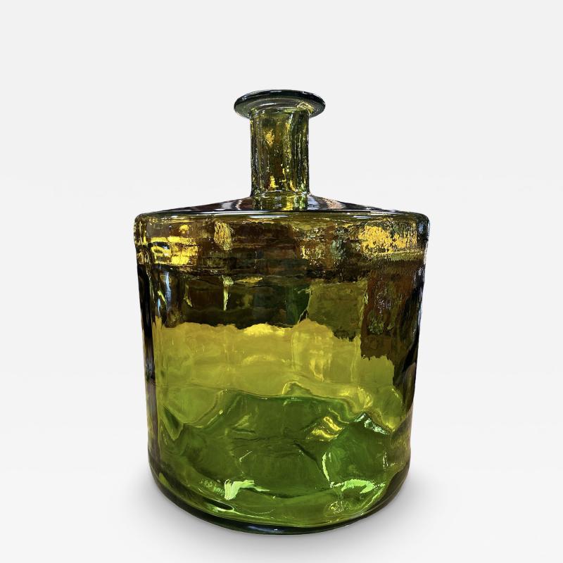 Vintage Italian Oversize Murano Green Vase 1980s