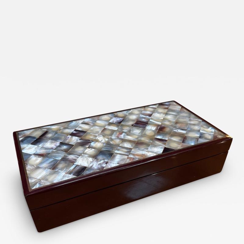 Vintage Italian Rectangular Oversize Wood Box 1980s