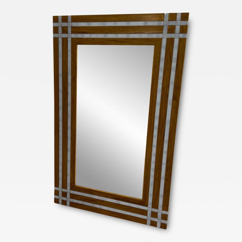 Vintage Italian Rectangular Wood Wall Mirror 1970