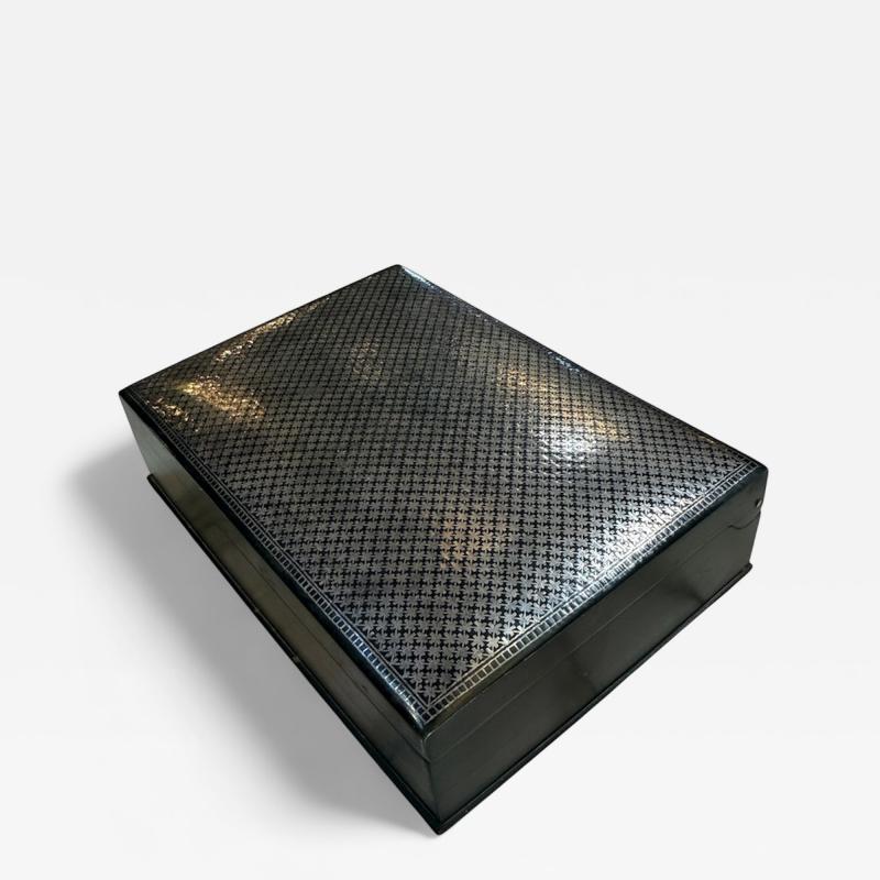 Vintage Italian Silver Plated Guilloch Playing Card Box