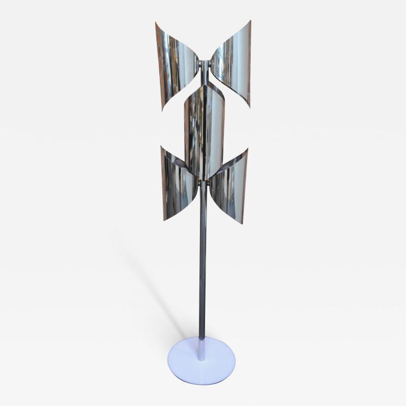 Vintage Italian Space Age Sculptural Chrome and Acrylic Floor Lamp