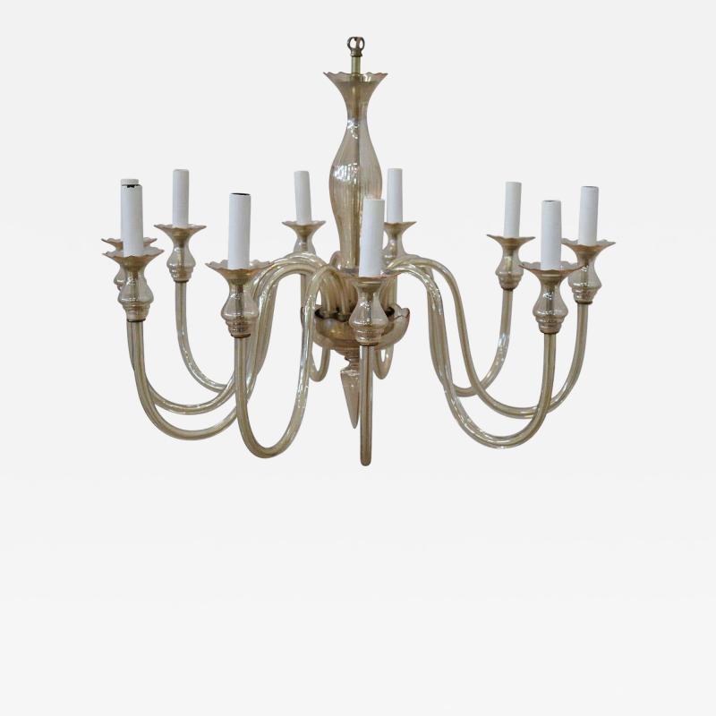 Vintage Italian Transparent Yellow Murano Glass Chandelier 1980s