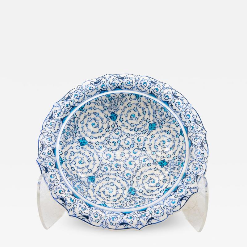 Vintage Iznik Plate in Turquoise Blue Cream Early 20th C Turkey