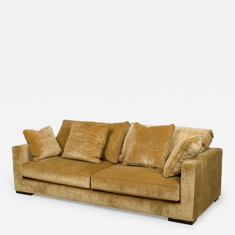 Vintage Light Gold Crushed Velvet Upholstered Sofa