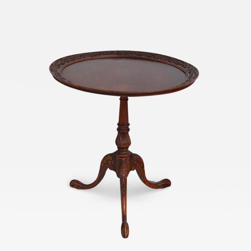 Vintage Mahogany Carved Pie Crust Accent Table