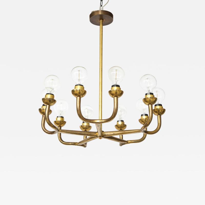 Vintage Mid Century Italian Brass Chandelier