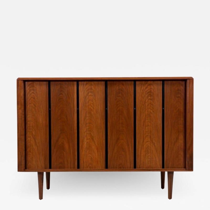 Vintage Mid Century Modern Tambour Door Credenza by Barzilay