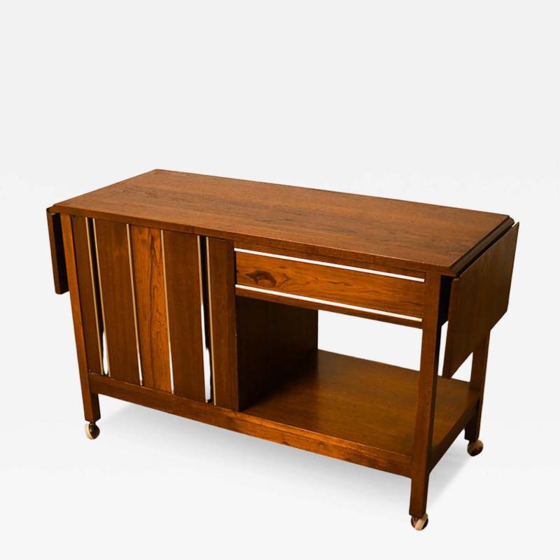 Vintage Mid Century Modern Walnut Bar Serving Cart