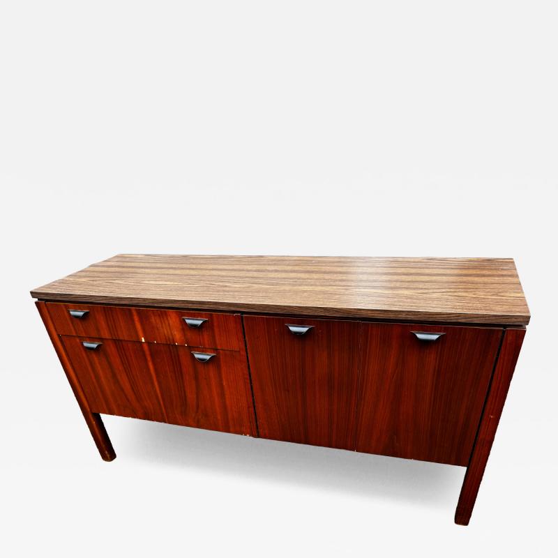 Vintage Mid Century Walnut and Laminate Top Credenza