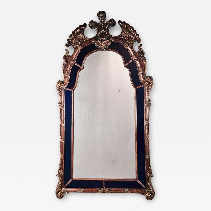 Vintage Mirror with Blue Glass Panels circa 1920