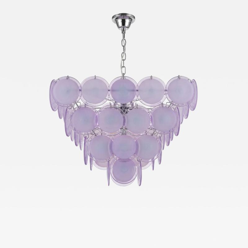 Vintage Murano Glass Disc Chandelier in Lavender 1970s