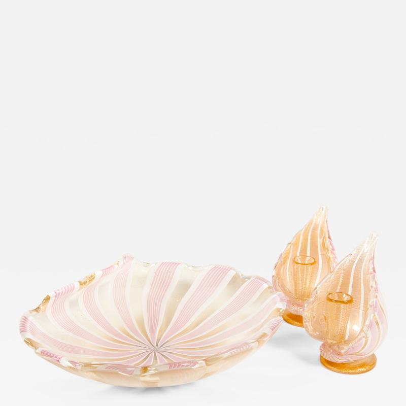 Vintage Murano Glass Three Piece Centerpiece