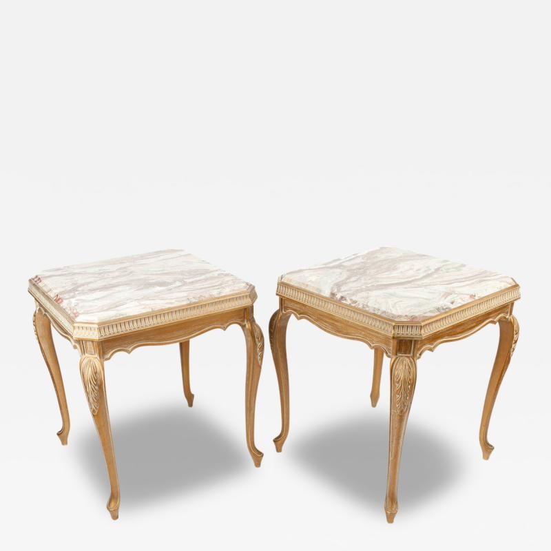 Vintage Pair Of Italian Marble Top Side Tables