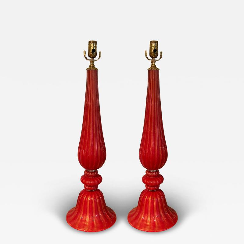 Vintage Pair Of Murano Glass Lamps