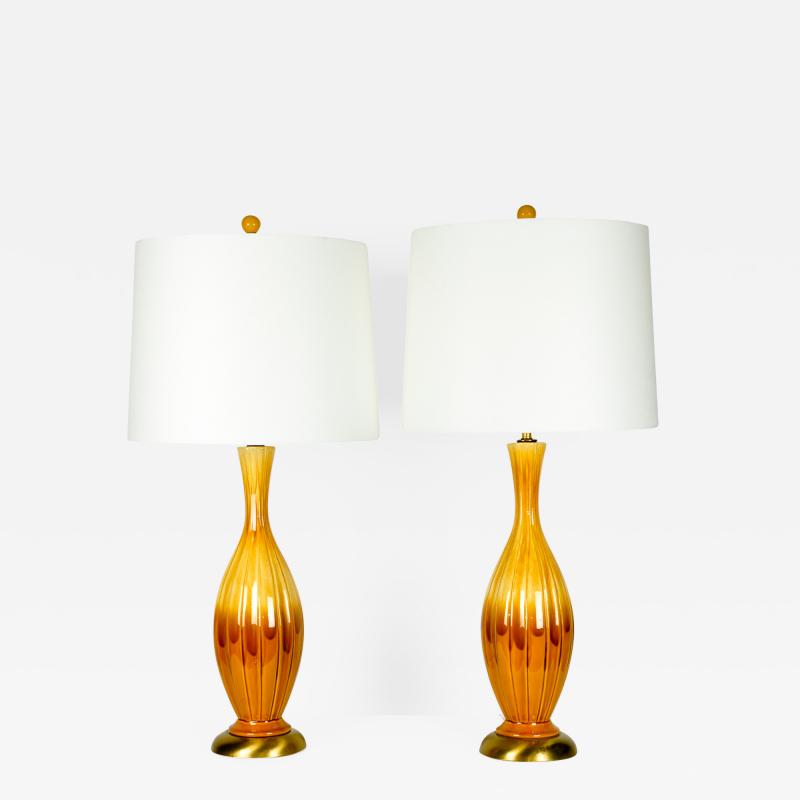 Vintage Pair Porcelain Task Table Lamps