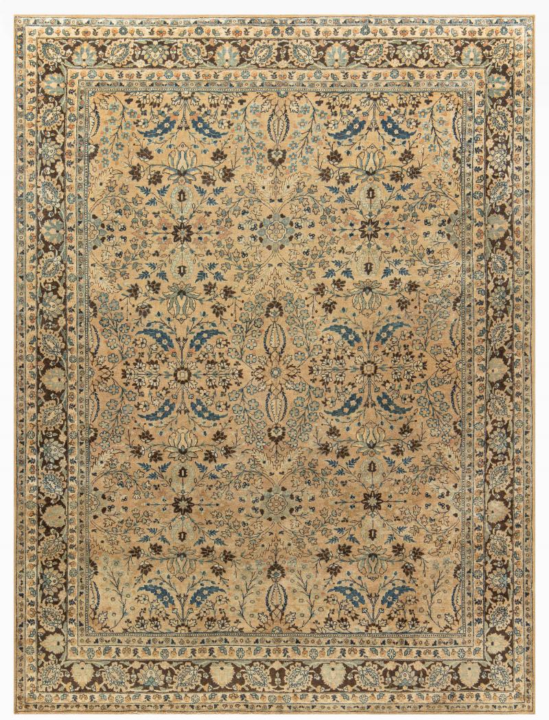 Vintage Persian Meshad Botanic Handmade Wool Carpet