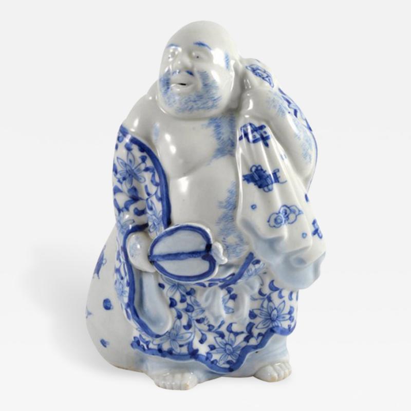 Vintage Porcelain Buddha Holding a Fan
