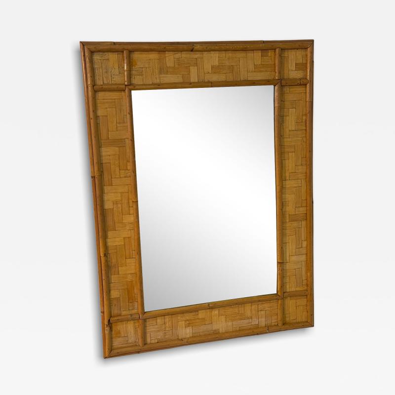 Vintage Rattan and Bamboo Wall Mirror