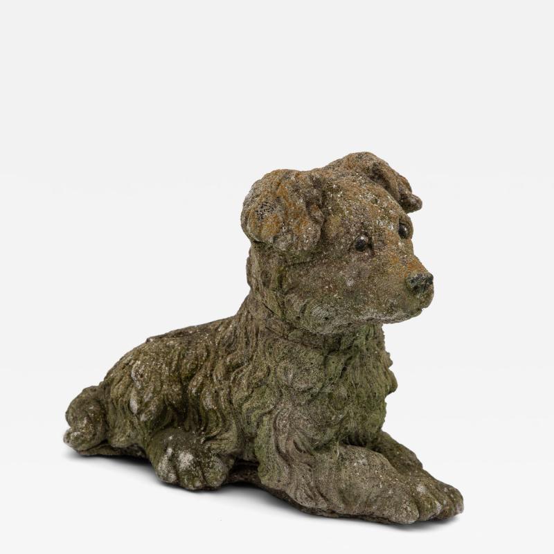 Vintage Reconstituted Stone Dog Terrier English Mid 20th C 