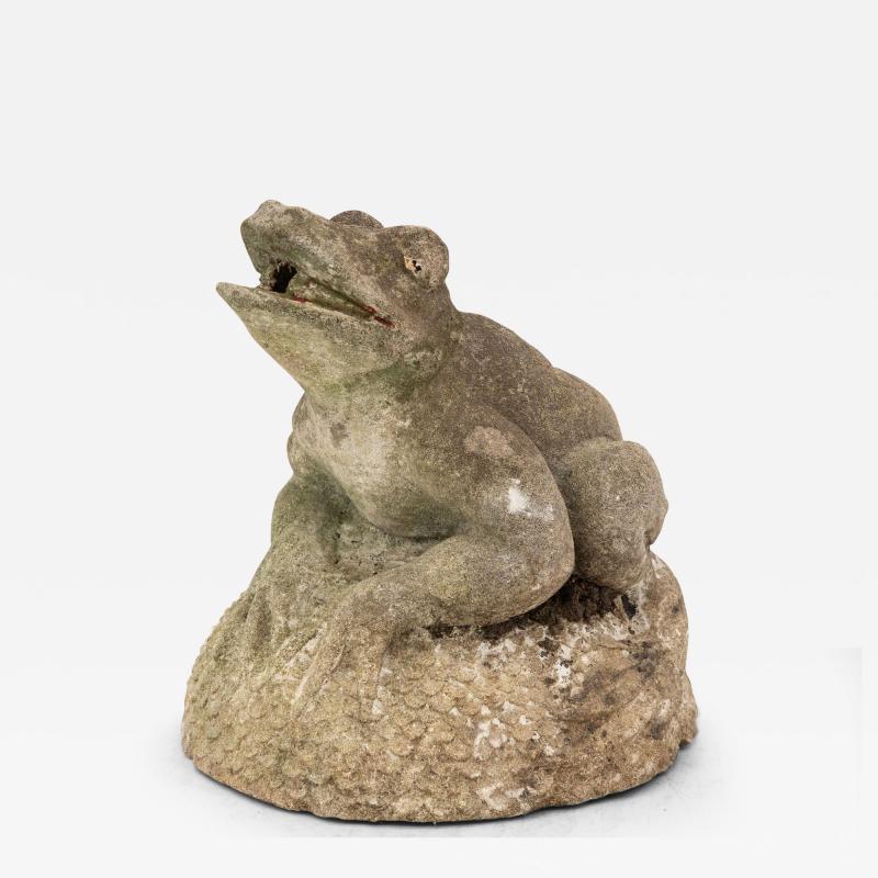 Vintage Reconstituted Stone Frog Fountain Garden Ornament