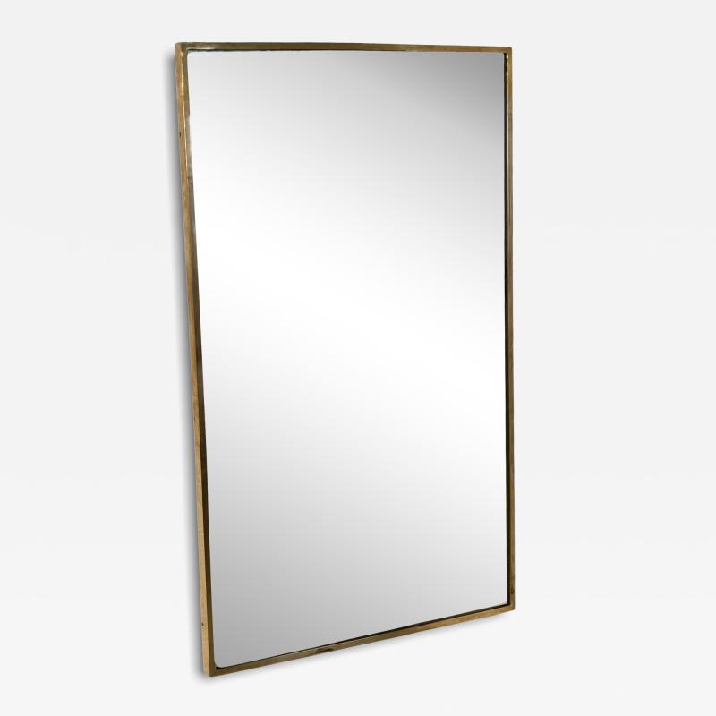 Vintage Rectangular Wall Mirror with Brass Frame