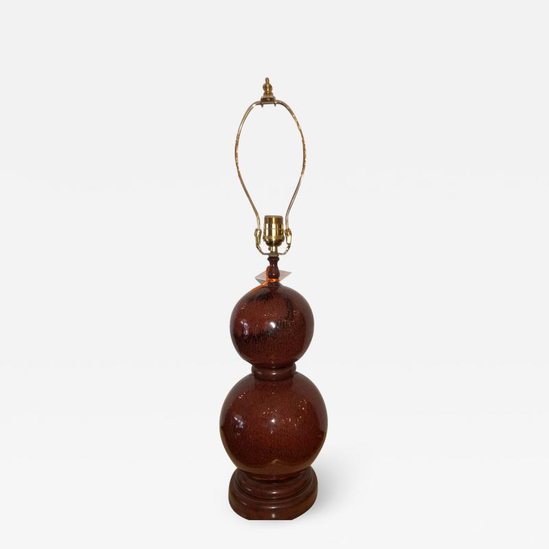 Vintage Red Majolica Pottery Double Gourd Lamp