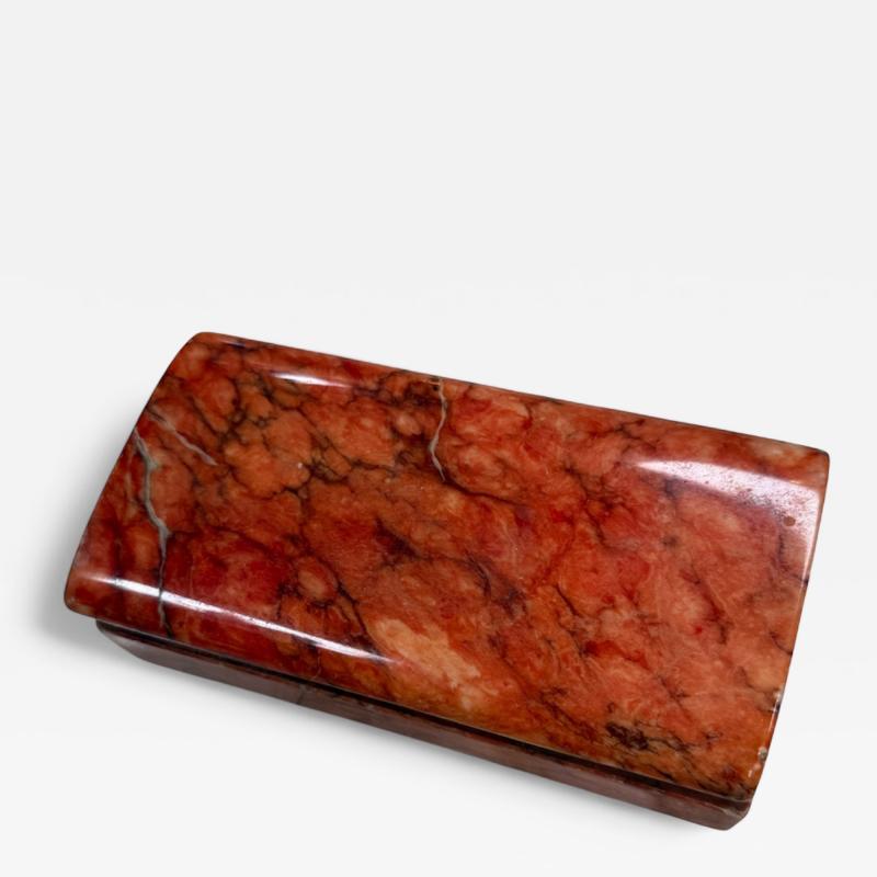 Vintage Red Marble Stone Jewelry or Trinket Box