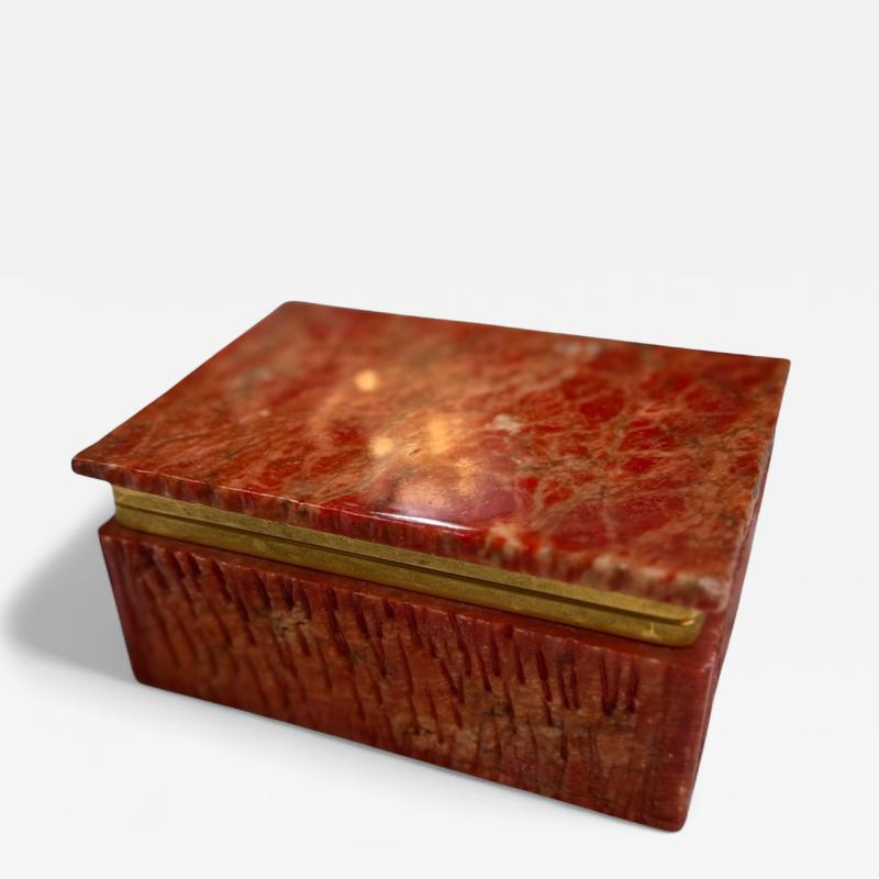 Vintage Red Onyx Stone Jewelry or Trinket Box