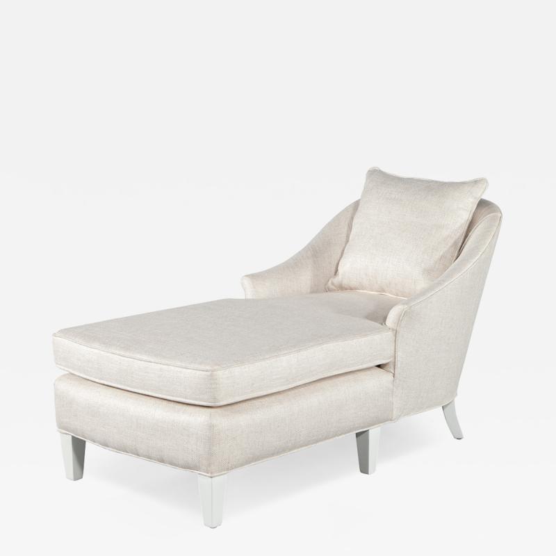 Vintage Restored Chaise Lounge in Cream Fabric