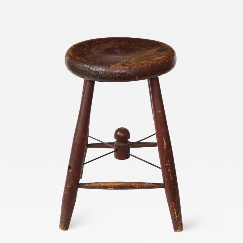 Vintage Rustic Four Legged Maroon Stool