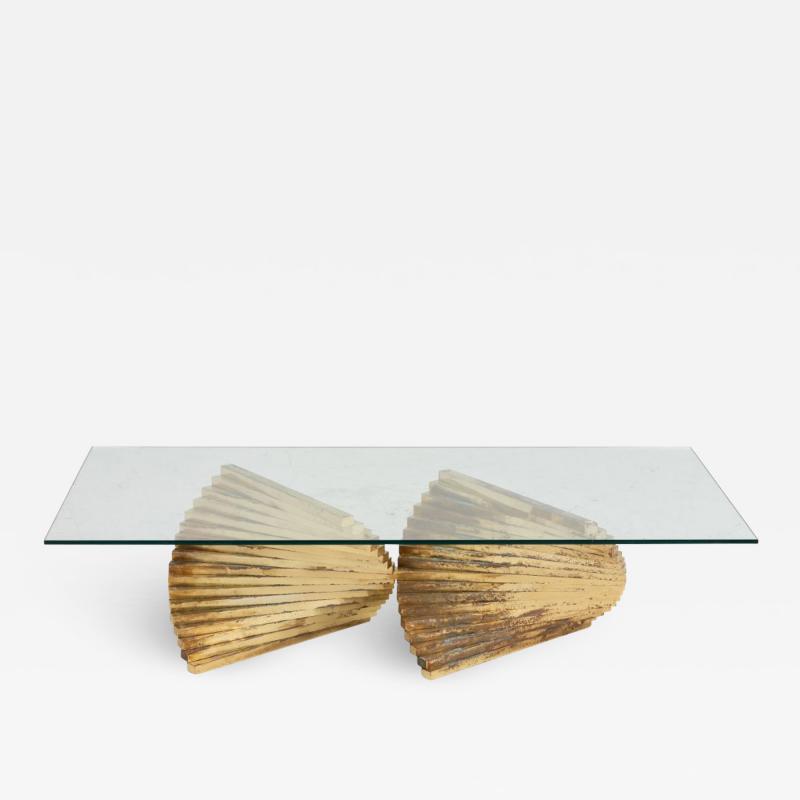 Vintage Sculptural Brass and Glass Coffee Table