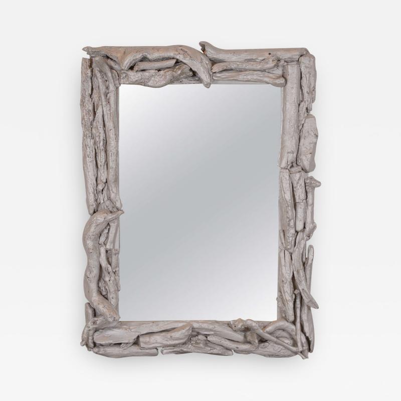 Vintage Silver Leafed Driftwood Frame Mirror