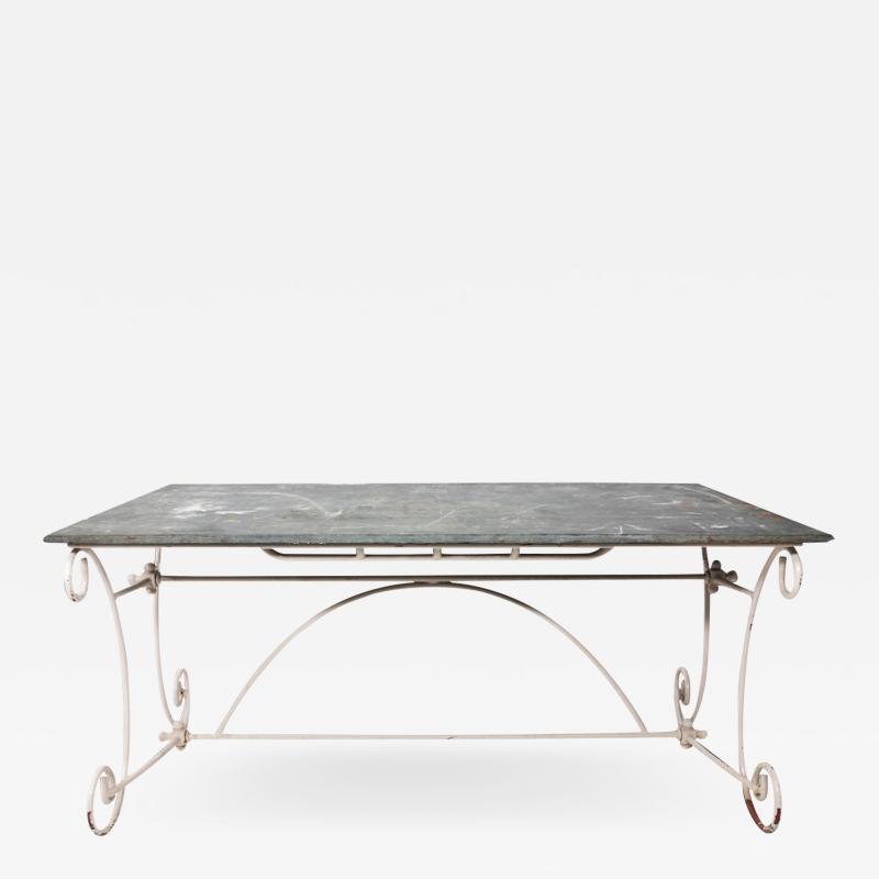 Vintage Slate Top Iron Garden Dining Table